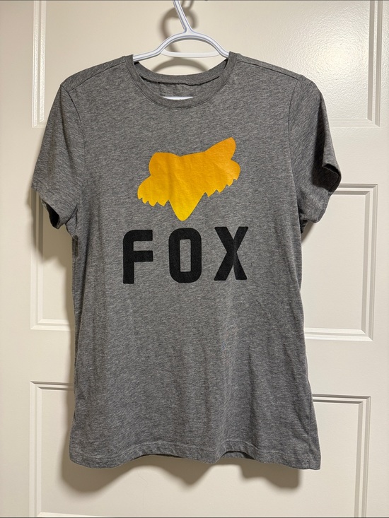 Fox Tops - Fox Gray Tee with Yellow Fox Head and Black Logo